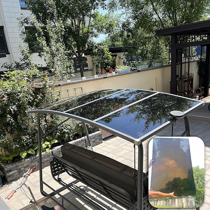 2mm Polycarbonate Sheet,polycarbonate greenhouse panels,Roofing Transparent Insulation Daylighting Panels,strong and not easily deformed,for Greenhouse Sheds Roofs,Carports.(Brown,2.62x65.6ft)