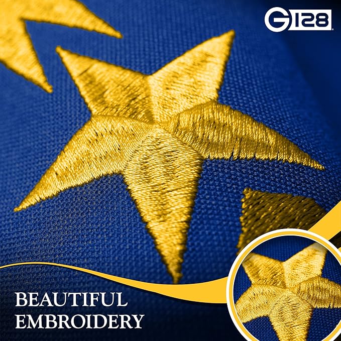 G128 Indiana State Flag | 1x1.5 Ft | StormFlyer Series Embroidered 220GSM Spun Polyester | Embroidered Design, Indoor/Outdoor, Brass Grommets, Heavy Duty, All Weather