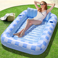 SLOOSH Inflatable Tanning Pool Lounger Float, 70" x 46" Pool Floats Adult with Pillow, 4 in 1 Suntan Tub Raft Floatie,Sunbathing Bed Lounge for Water Blow Up Ball Pit Party Gifts
