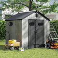 6X6 FT Outdoor Resin Storage Shed, Waterproof Plastic Garden Shed with Lockable Door, Windows & Vents, Outside Storage Tool Shed for Patio Furniture, Lawn Mower, Bike