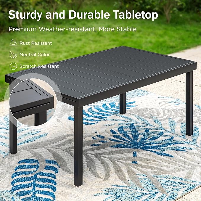 PHI VILLA 9 Pieces Outdoor Dining Set, Expandable Metal Table (64"-82") and 8 Swivel Dining Chairs – Perfect for Patio, Garden, Deck, Porch, and Yard, 9PCS Outdoor Dining Set Style 2