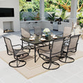 Sophia & William Patio Dining Set 7 Pieces, 6 x Swivel Patio Dining Chairs Qucik Dry, Large 64" Metal Dining Table, for Patio Garden Backyard Support 300lbs