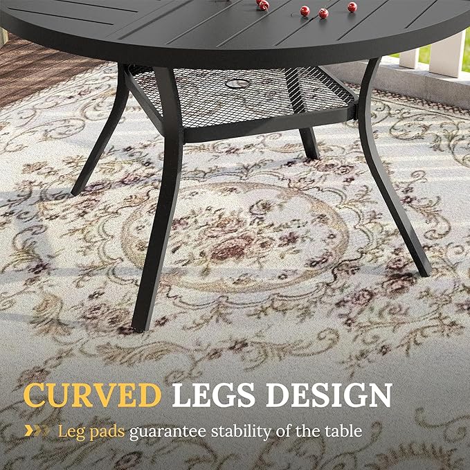 VICLLAX 5 Pieces Patio Dining Set for 4, Outdoor Furniture Set Includes 40.6" Round Outdoor Table and 4 Patio Swivel Chairs for Lawn Garden, Black Tabletop and Mixed Brown Fabric