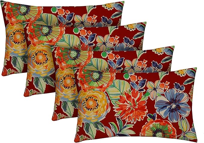RSH Décor - Jumbo Lumbar Throw Pillows – Set of 4 | 26" x 16" | Indoor Outdoor Use – Patio, Lounge, Adirondack, Deck | Water & Fade-Resistant | Includes Down-Alternative Inserts | Colsen Berry