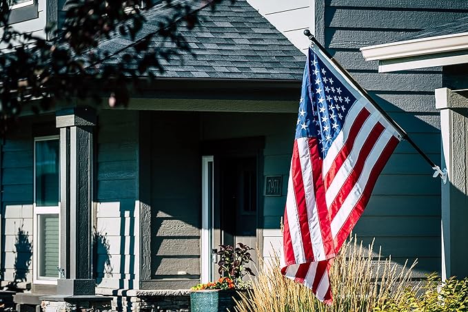 American Flag 4x6 Ft, US Deluxe Embroidered Heavy Duty Premium Polyester Durable Outside Flags with Brass Grommets