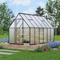 6x11 ft Aluminum Large Walk-in Greenhouses for Outside, Polycarbonate Greenhouse with Aluminum Frame, Greenhouse with Ventilation and Rain Gutter, Polycarbonate Greenhouses for Outdoors