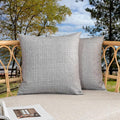 Kevin Textile Pack of 2 Decorative Outdoor Waterproof Throw Pillow Covers Checkered Pillowcases Classic Cushion Cases for Patio Couch Bench 16 x 16 Inch Grey