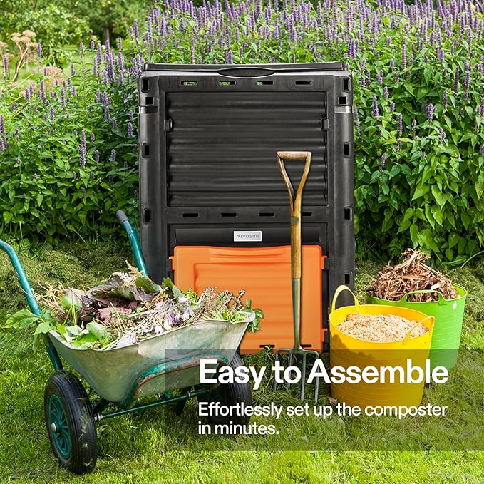 VIVOSUN Compost Bin 80Gallon (300L), Outdoor Composter W/Large Capacity & Easy Assembling, Compost Barrel for Fast Creation of Fertile Soil