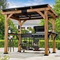 Modern Shade Grill Gazebo 6' X 8', Cedar Wood Gazebo with Shelves and Paper Towel Holder, Patio Pavilion with Galvanized Steel Roof, USB and USB-C Charging Ports for Patio Backyard