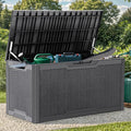 YITAHOME 100 Gallon Resin Deck Box, Weather Resistant Outdoor Storage Box, Lockable Indoor Outdoor Storage for Supplies and Essentials, Dark Gray