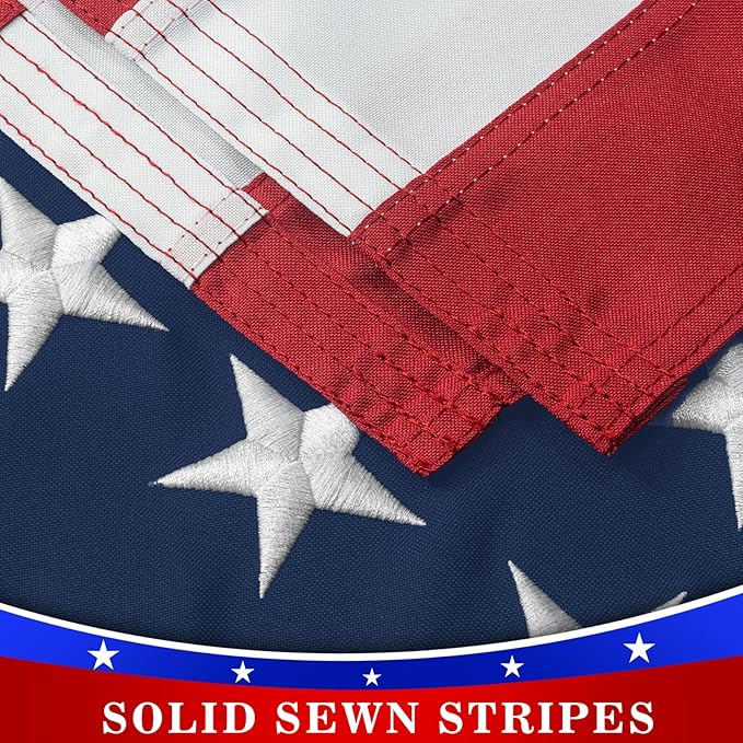High Wind American Flag for Outdoor 6x10 Ft - Heavy Duty Allegiance US Flag with Embroidered Stars, Sewn Stripes & Brass Grommets All Weather Fade Resistant for Outside Use