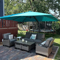 PURPLE LEAF 9' X 12' Rectangle Patio Umbrella Large Cantilever Outdoor Aluminum Offset Umbrella with 360-degree Rotation for Garden Deck Backyard Pool, Turquiose Blue