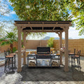 MUPATER 8' x 5' Wooden Grill Gazebo with Sloping Metal roof, Rainwater Drainage, Cedar Frame, Heavy Duty Canopy Suitable for Full-Size Grill, BBQ Canopy for Outdoor Patio, Lawn, Garden, Backyard