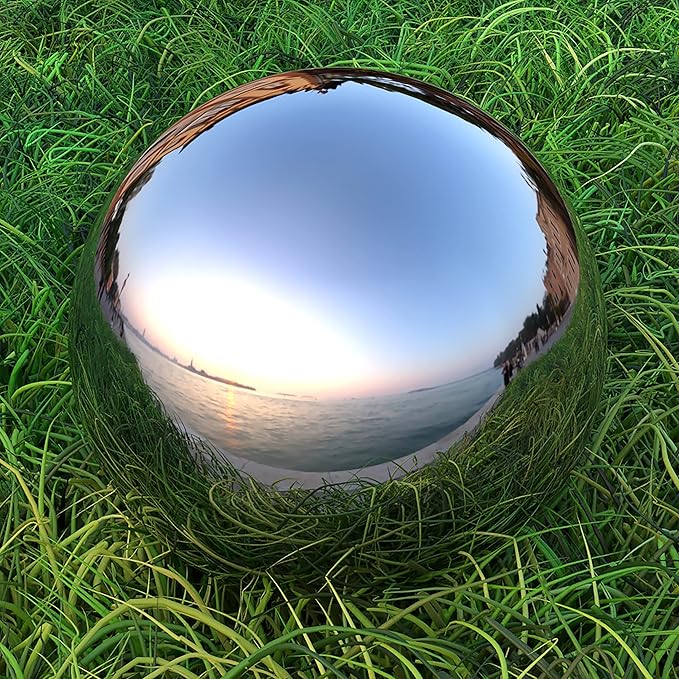 Lulu Decor, Size 12 Silver Stainless Steel Gazing Mirror Ball, Smooth Reflective Shiny Garden Decoration Globe