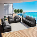 Outdoor Patio Furniture Set, 4-Piece Aluminum Patio Conversation Set All-Weather Metal Outdoor Sectional with 6 Inch Thick Cushions, Deep Setting for Garden, Outside and Porch