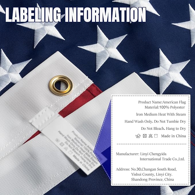 American Flag for Outside 2x3 Ft - TearProof Series Outdoor Use US Flags - Long Lasting, Fade Resistant - Thick Spun Polyester USA Banner - High Wind United States Flag - Embroidered Stars, Sewn Stripes, Brass Grommets