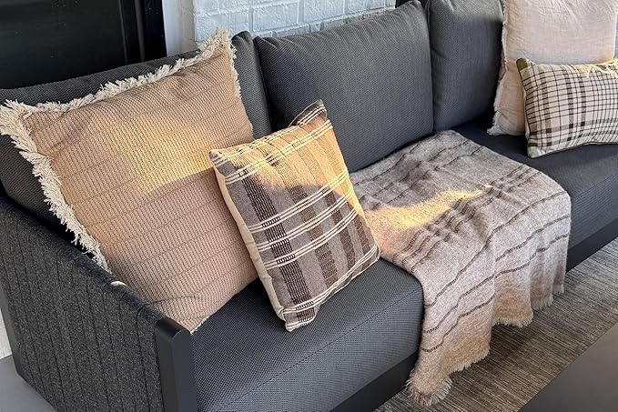 PURPLE LEAF 9 Pieces Patio Conversation Sets with Thick Cushions and Pillows Outdoor Couch Sectional Set Patio Conversation Set for Garden Poolside Backyard Gray