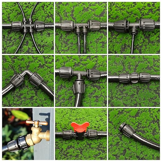MIXC 1/2 Inch Drip Irrigation Tee Fittings, Drip Line Barbed Locked Tee Connectors, Anti-Leak 3 Way Irrigation Parts for 1/2 Inch Drip Irrigation Tubing System Connection 6 Pack