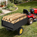 500LBS Heavy Duty Tow Behind ATV Trailer, Steel Dump Cart, Garden Utility Trailer with Removable Tailgate for Riding Lawn Mower Tractor, Black