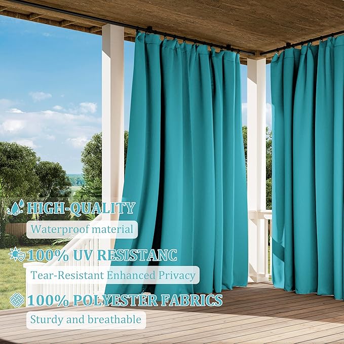 Gazebo Universal Replacement Privacy Curtain,10'×13' Gazebo Outdoor Waterproof Curtains, 4-Panels Sidewall Curtains with Double Zipper for Patio Canopy, Garden and Backyard (Curtain Only)