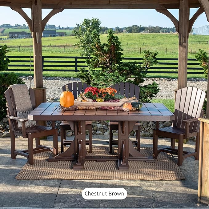 LuxCraft Poly 4' x 6' Rectangular Dining Table, 36.25" Height, Outdoor Patio Table, Made with Recycled Plastics, Made in USA (Weatherwood & Black)