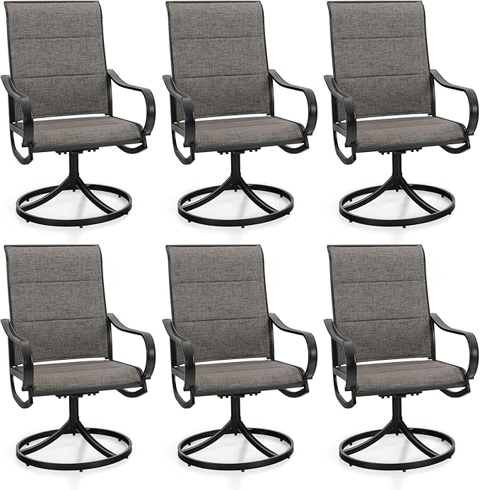 Sophia & William Patio Dining Chairs Patio Swivel Chairs 6 Pieces Quick Dry Textilene Patio Chairs Outdoor Furniture Support 300lbs for Lawn Garden Backyard Weather Resistant