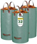 GreatBuddy 32 Gallon Reusable Yard Waste Bag, Heavy Duty, Upright Lawn Bags with 4 Reinforced Handles for Garden Leaves and Waste Collection, Lightweight and Portable (3 Pack)