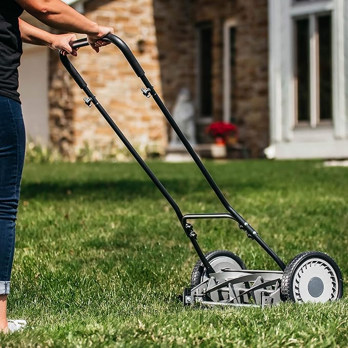 Great States 815-18 18-Inch 5-Blade Push Reel Lawn Mower, 18-Inch, 5-Blade, Grey