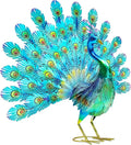 27.5in Tall Metal Peacock Garden Statue - Handmade, 3D Textured, Tail Spread Sculptures for Patio, Garden or Entryway.