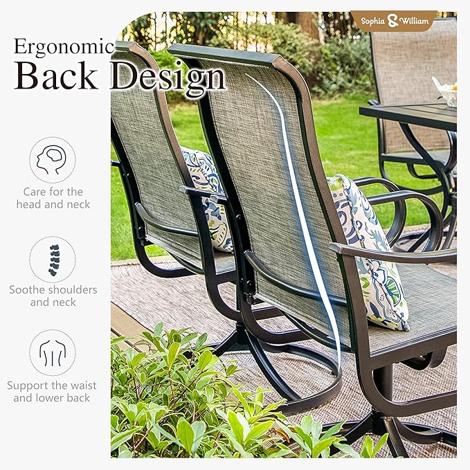 Sophia & William Outdoor Dining Set Patio Dining Sets Patio Table and Chairs Set 9 Pieces Outdoor Dining Table for 8 with Swivel Patio Chairs Patio Set for Garden Pool All Weather Brown