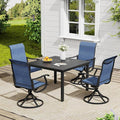VICLLAX 5 Pieces Outdoor Dining Set, Patio Furniture Set of 4 Patio Swivel Dining Chairs and Square Patio Table, Navy Blue Chairs & Black Tabletop