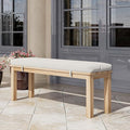 Outdoor Patio Bench, Metal Aluminum Outdoor Bench with Waterproof Cushions, Furniture Seating for Porch, Balcony, Deck, Backyard, Light Wood Color