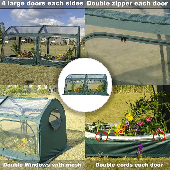 porayhut Pop Up Greenhouse Cover Flower House Mini Gardening Plant Flower Sunshine Room Room,Backyard PVC Greenhouse Cover for Cold Frost Protector Gardening Plants (Tunnel Grennhouse)