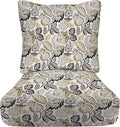 RSH DECOR: Deep Seating Cushion with Pillow Back | 24” x 27” Seat | All-Weather Spun Fabric | Water and Fade-Resistant | Outdoor Chair Cushion Set for Patio Furniture | Dailey Pewter Floral Scroll