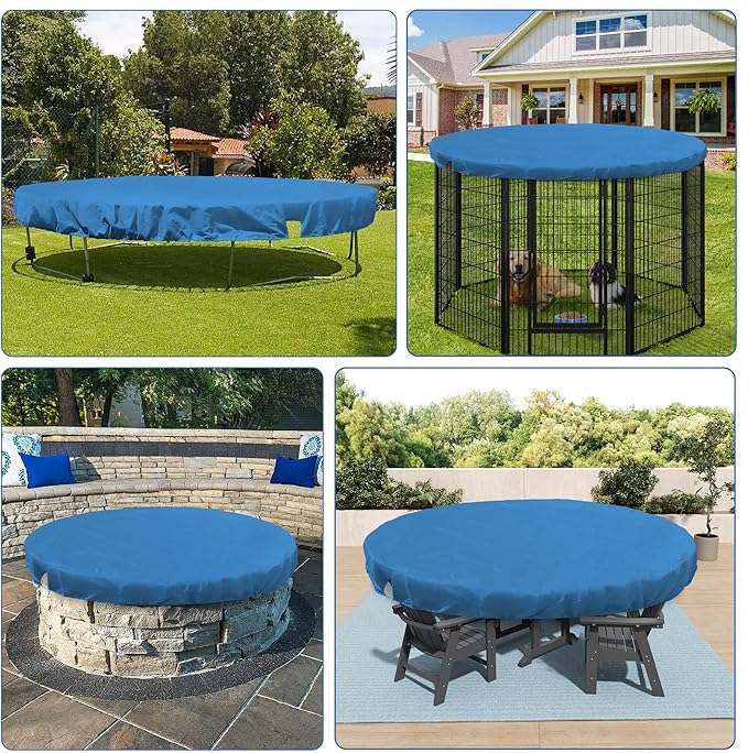 ECOOPTS Round Pool Cover for Above Ground Pools, Swimming Pool Cover Protector Winter Safety Cover (8 ft, Blue)