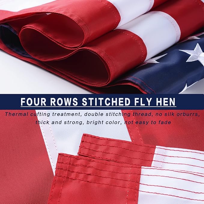 American Flags for Outside 4x6, USA US Flag Heavy Duty Outdoor, Made of 210D Oxford Fabric, Embroidered Stars, Brass Grommets