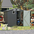 6x8 FT Sheds & Outdoor Storage,Steel Storage Shed with Lockable Doors and Window,Waterproof Garden Shed w/Roof Slope Design & Weather Versatility,Tool House for Storing Bicycles,Dark Gray