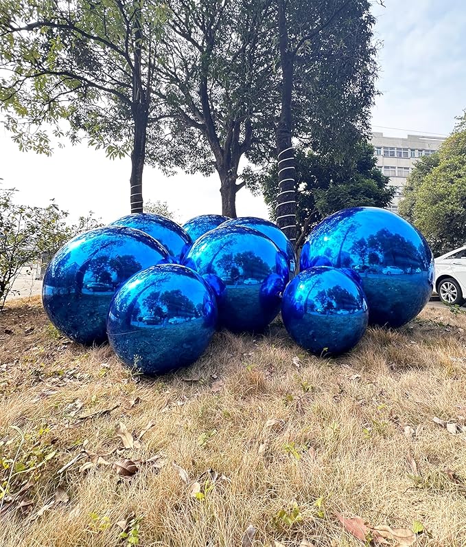 Big Shiny Balls Giant Inflatable Mirror Balls for Events & Decor - Party, Advertising, Shows, Stage Decoration - Hanging & Standing-Various Sizes & Colors - Blue (1.2m/3.94ft)