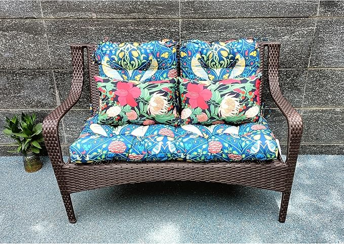 ADLIVWYD Lumbar Pillows for Indoor Outdoor uses,Waterproof Removable Cover with Zipper Outdoor Pillows Set of 2 for Patio Furniture,12×20 Inch (Black Floral)