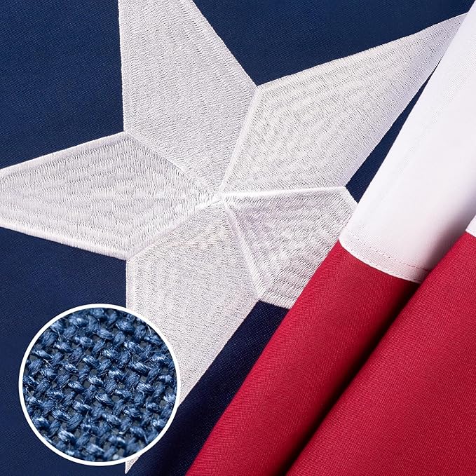 Texas Flag 4x6 ft Deluxe Super Tough Series, Heavy Duty Spun Polyester, All Weather TX Flag High Wind with Embroidered Stars, Brass Grommets, Sewn Stripes, Durable Texas Flags Outdoor Outside