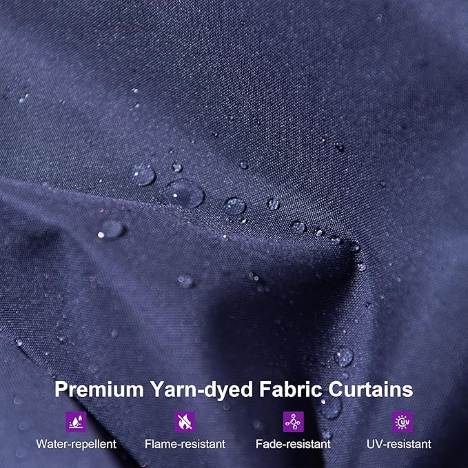 PURPLE LEAF 10' X 12' Outdoor Hardtop Gazebo for Patio Galvanized Steel Double Roof Permanent Canopy Teak Finish Coated Aluminum Frame Pavilion Gazebo with Netting and Navy Blue Curtains