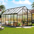 Amerlife 6x12x6.3 FT Ft Polycarbonate Greenhouse for Outdoors, Walk-in Design with Aluminum Frame, 2 Windows and Swing Door, Heavy-Duty Greenhouse Construction for Garden, Black