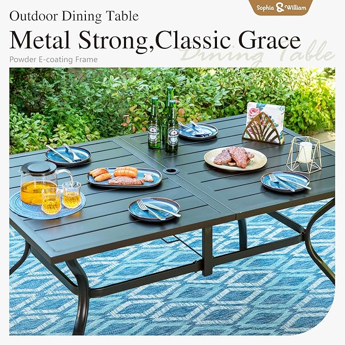 Sophia & William Swivel Patio Dining Set for 6, Outdoor Table and Chairs, Removable Seat Cushions, 60" Black Patio Dining Table