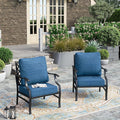 HERA'S HOUSE Outdoor Chairs Set of 2, 2 x Patio Chair with Pacific Blue Cushions, All Weather Outdoor Furniture for Lawn Garden Backyard Deck(Leg Chairs)
