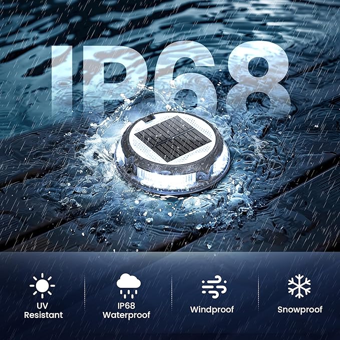 SOLPEX Solar Driveway Lights 8 Pack,Multi-Color Deck Light Outdoor IP68Waterproof,Solar Pathway Lights Outdoor for Dock,Sidewalk,Stair