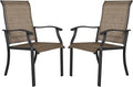 NUU GARDEN Patio Dining Chairs Set of 2, Indoor/Outdoor Textilene Dining Chairs with High Back, Patio Furniture Chairs with Armrest, Iron Frame and Textilene Chairs,Black&Brown