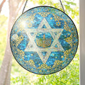 FLAGWIX Christmas Hanukkah Gifts for Women Men - Star of David Stained Glass Window Hanging 10 in - Hanukkah Decorations Suncatcher, Religious Jewish Gifts for Mom Grandma, Christmas Decorations