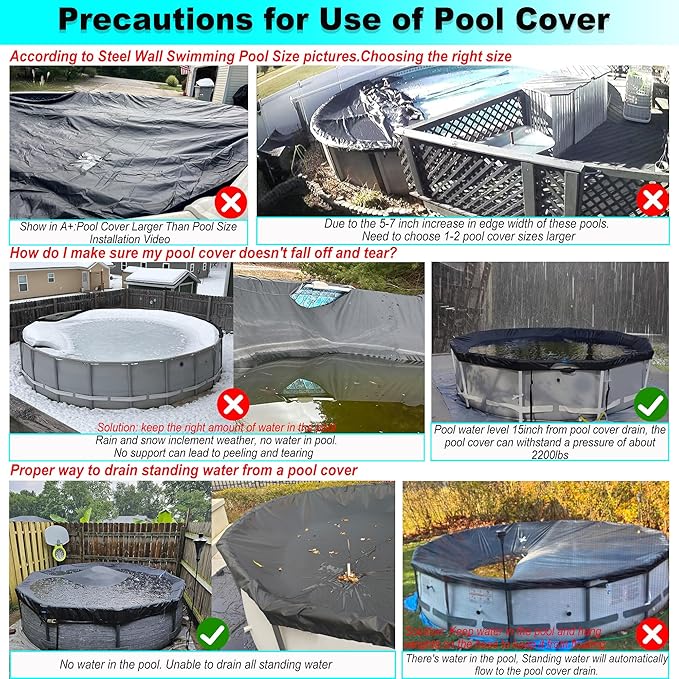 26 Ft Pool Cover, with Automatic Drain Round Pool Cover, One-Piece Quick Installation and Removal Above Ground Pool Cover, Preventing Waterlogging, UV Protected Solar Swimming Pool Cover