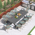 PURPLE LEAF 11 Pieces Outdoor Table and Chair Set Patio Furniture Set with Large Rectangular Table and 10 French Dining Chairs for Poolside Deck Colorful Patio Dining Set