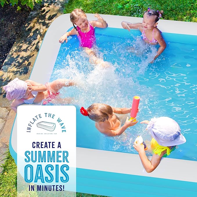 Pink Inflatable Swimming Pool (82.6'' x 59'' x 23.6'') Built-in Air Pump Inflatable Kiddie Pool, Family Pools for Kids and Adults - Self Inflating Backyard Blow Up Pool for Toddlers & Babies (Medium)